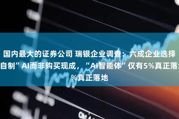 国内最大的证券公司 瑞银企业调查：六成企业选择“自制”AI而非购买现成，“AI智能体”仅有5%真正落地