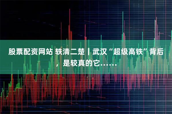 股票配资网站 轶清二楚｜武汉“超级高铁”背后，是较真的它……