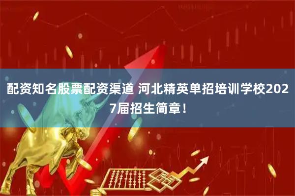 配资知名股票配资渠道 河北精英单招培训学校2027届招生简章！